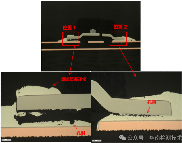 金相切片：裂紋出現在焊料內部 - PCBA失效分析